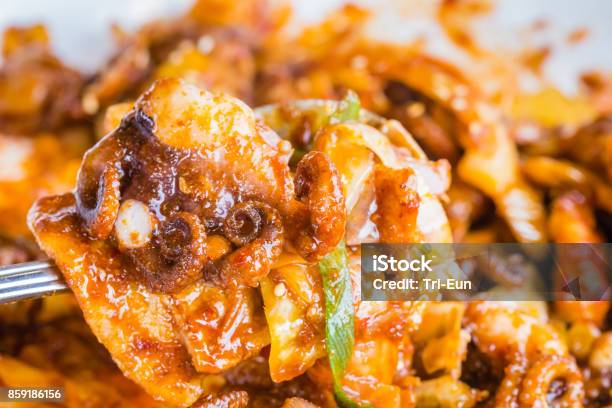 Stirfried Spicy Octopus Stock Photo - Download Image Now - 2010 Asian Games, Asian Games, Calamari