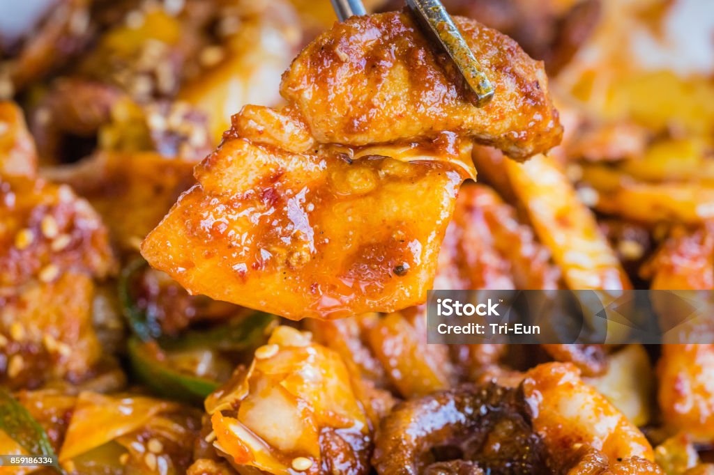 Stir-fried spicy octopus 2010 Asian Games Stock Photo