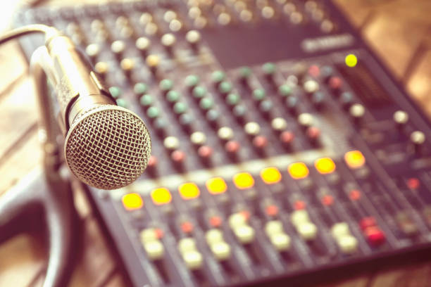 istock Microphones and mixers, multimedia and recording devices. 859192454