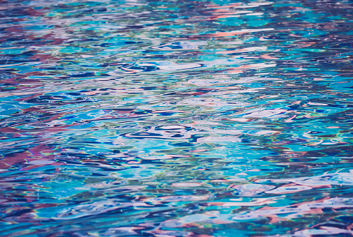 Abstract colorful blur de focused background blue, Background of rippled water in swimming pool