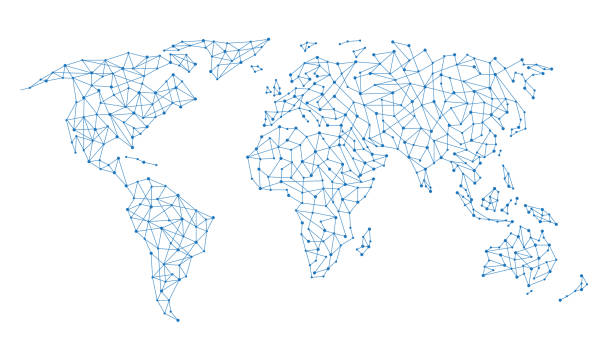 ilustrações, clipart, desenhos animados e ícones de azul mapa pontilhado de vetor - map cartography connecticut drawing