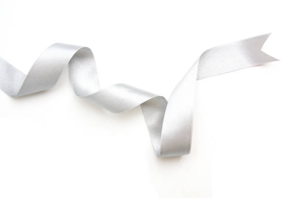 istock silver ribbon bow in bright silver white grey color isolated on white background 859199000