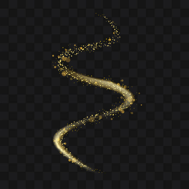 Gold glittering trail sparkling stardust abstract particles on background. Use for your product element. Gold glittering trail sparkling stardust abstract particles on background. Use for your product element. fairy wings stock illustrations