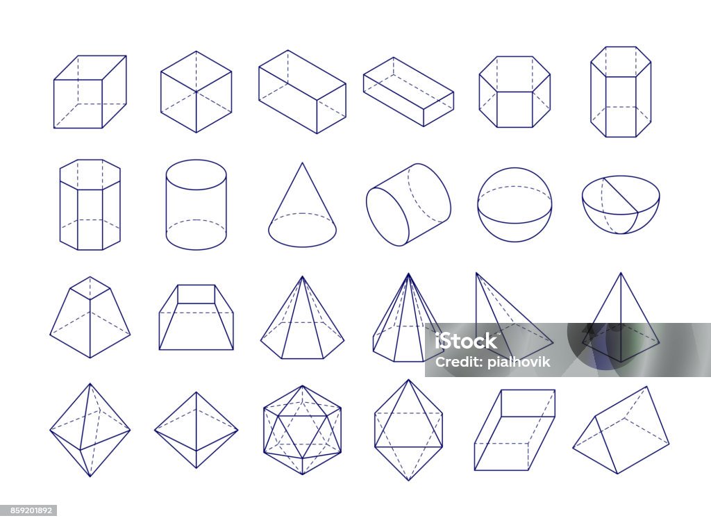 Figuras geométricas 3D - arte vectorial de Forma libre de derechos