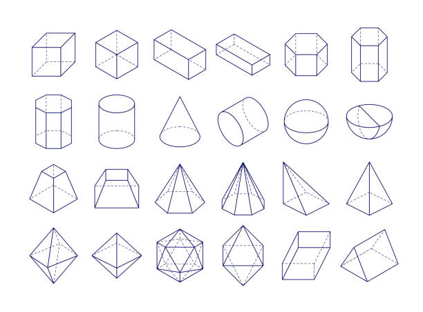 3D geometric shapes 3D geometric shapes. Outline objects, vector illustration eps 10 cone shape stock illustrations