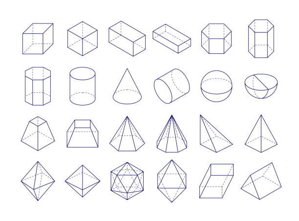 3D geometric shapes 3D geometric shapes. Outline objects, vector illustration eps 10 cube stock illustrations