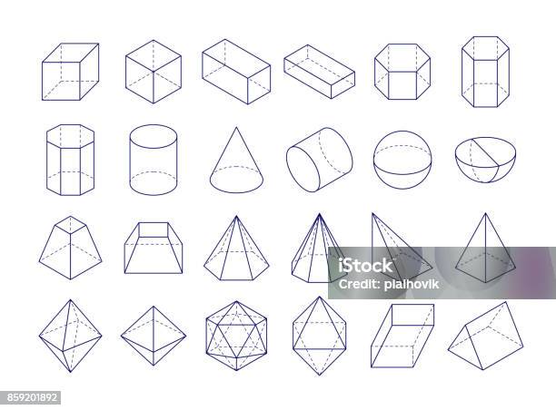 3d Geometric Shapes Stock Illustration - Download Image Now - Shape, Three Dimensional, Cube Shape