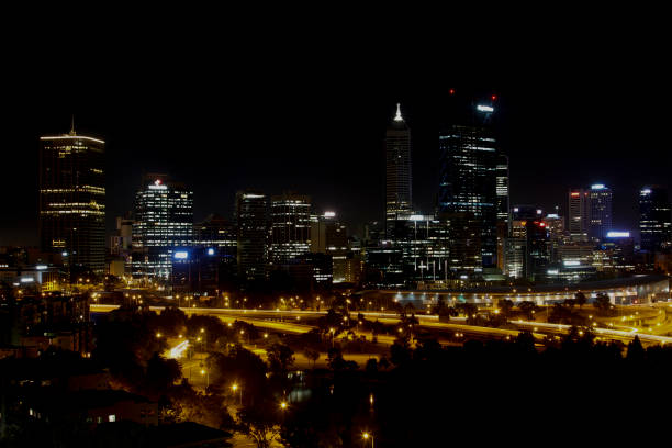 istock The City of Perth  skyline night Perth Australia 859202504