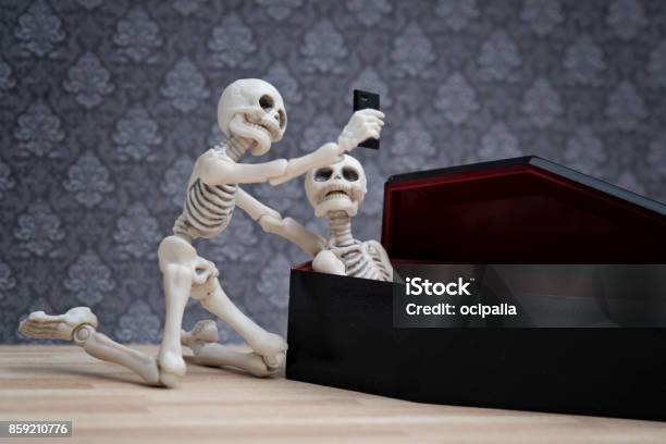 Selfie With A Dead Friend Stock Photo - Download Image Now - Halloween, Ghost, Coffin