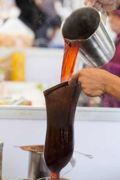 Thai street food of Thai Style Iced Coffee with Milk