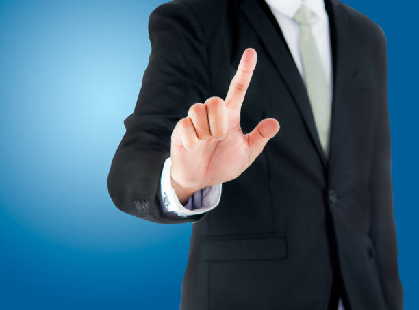 istock Businessman standing posture show hand 859214154