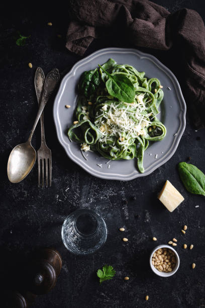 istock Healthy green spinach pasta with cheese 859216806