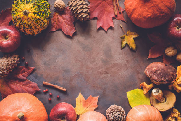 istock Autumn food border with copy space for text 859216846