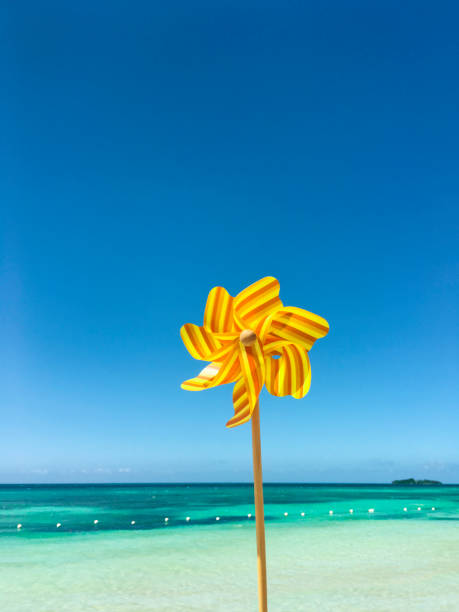 istock Pinwheel Toy On A Caribbean Sea Background 859223858