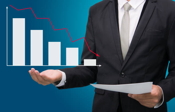istock Businessman standing posture hand holding graph finance 859236200