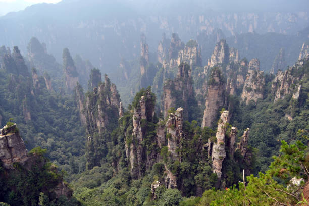 istock Rock formations around Wulingyuan Scenic Area. What a dramatic landscape! 859236404
