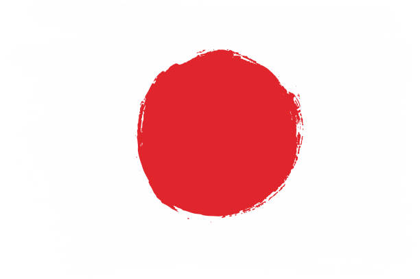 japonia flaga wektor ręcznie malowane zaokrąglonym pędzlem - hand colored stock illustrations
