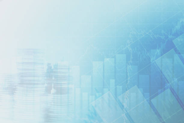 istock Abstract financial chart with graph and stack of coins in Double exposure style background 859244514