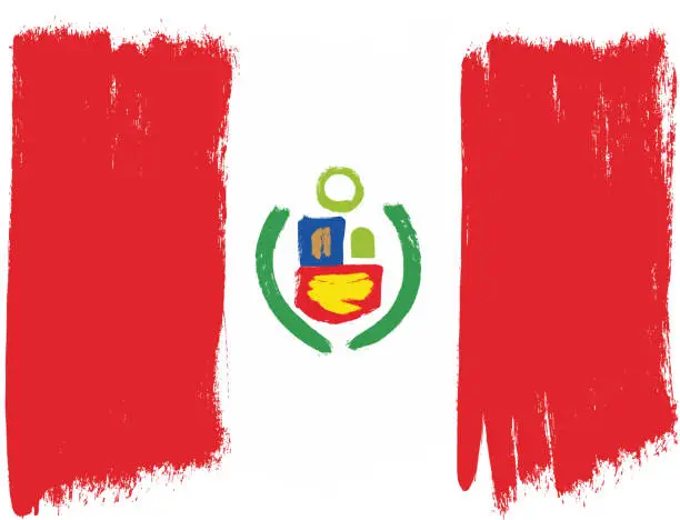 Vector illustration of Peru Flag Vector Hand Painted with Rounded Brush