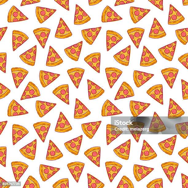 Tranches De Pizza Sans Soudure Vecteurs libres de droits et plus d'images vectorielles de Pizza - Pizza, Fête, Motif
