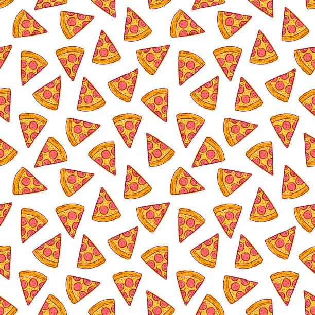 Vector illustration of seamless pizza slices