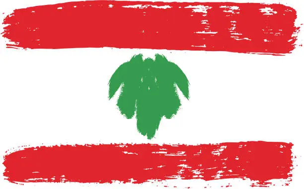 Vector illustration of Lebanon Flag Vector Hand Painted with Rounded Brush