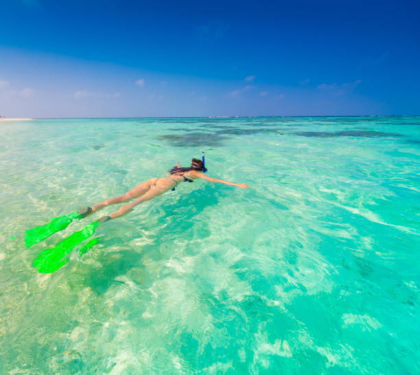 istock Maldives,  woman snorkeling 859247874