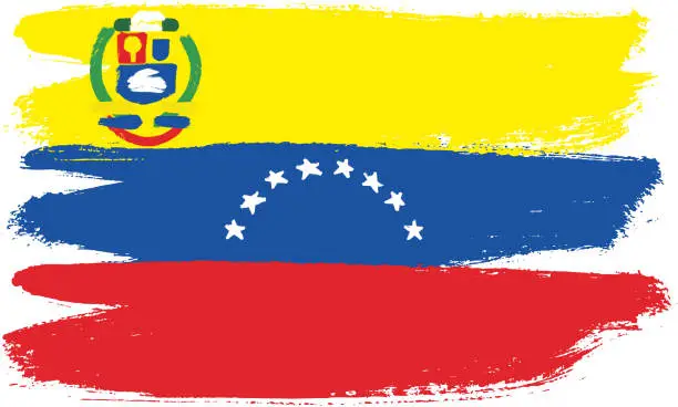 Vector illustration of Venezuela Flag Vector Hand Painted with Rounded Brush