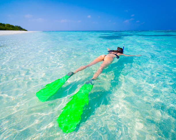 istock Maldives,  woman snorkeling 859250362