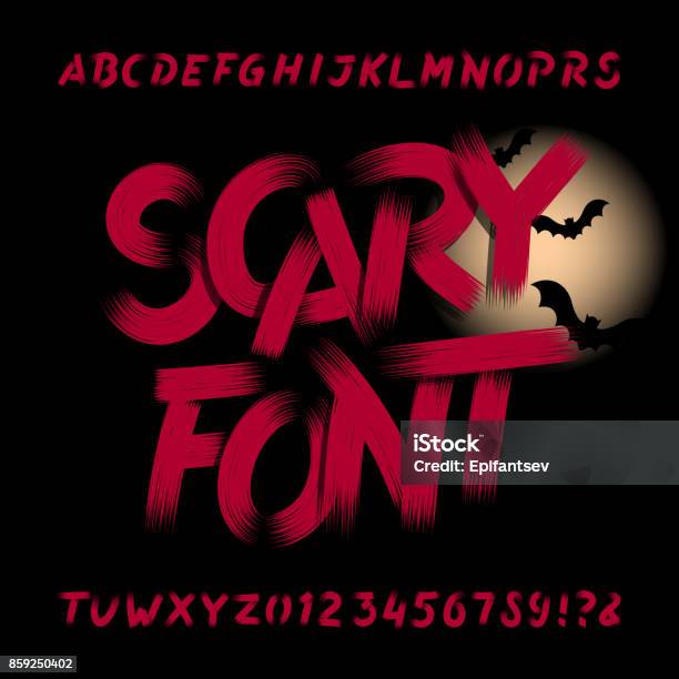 Scary Alphabet Font Dirty Letters Numbers And Symbols Stock Illustration - Download Image Now