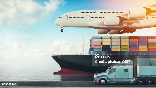 Plane Trucks Are Flying Towards The Destination With The Brightest Stock Photo - Download Image Now