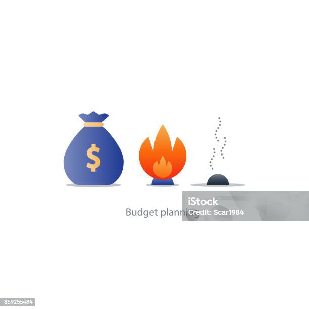 Money Loss Burn Budget Finance Plan Investment Risk Waste Savings Crisis Stock Illustration - Download Image Now