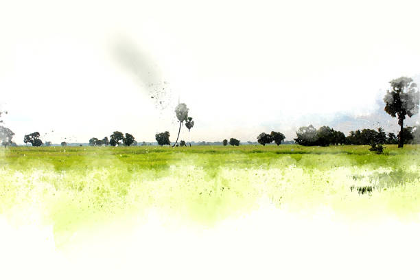 istock Abstract Colorful tree and landscape tree on watercolor painting background 859262580