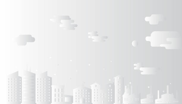 istock Cityscape with clouds paper art style vector illustration.Background Architecture and modern building.City in white scene.Christmas town concept. 859271074