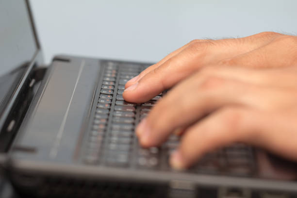 istock Work with your fingers on the keyboard on a laptop 859276852