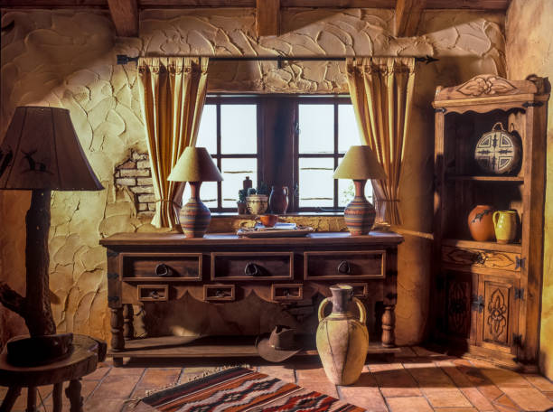 interior of Texan log cabin