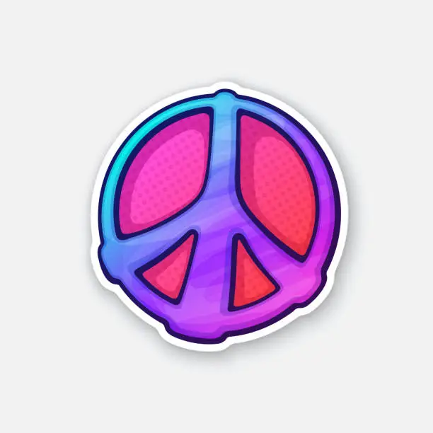 Vector illustration of Sticker of hippies colorful symbol of peace