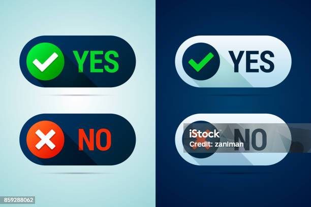 Yes And No Button With Check Mark And Cross Signs Stock Illustration - Download Image Now - Icon Symbol, Accuracy, Agreement