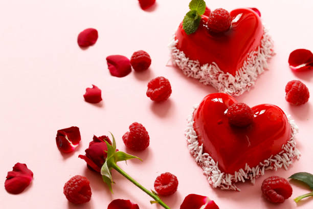 istock heart cake with raspberries for Valentine holiday 859289298