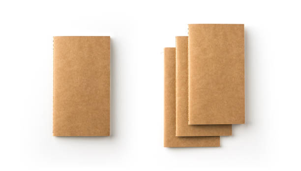 istock Top view collection of spiral kraft notebook on white background 859291802
