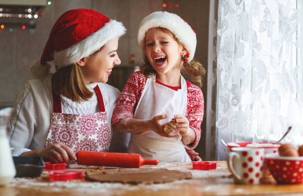 happy family bake christmas cookies