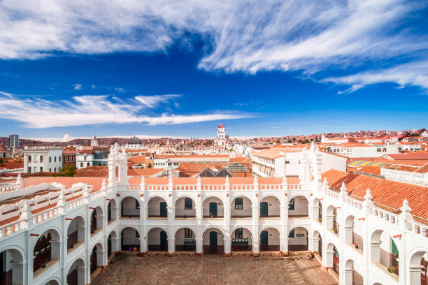 cityscape of sucre and san felipe neri in bolivia - oratory imagens e fotografias de stock