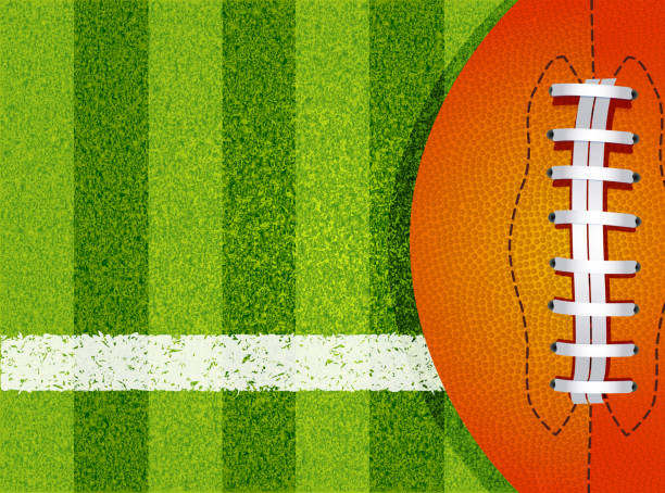 ilustrações de stock, clip art, desenhos animados e ícones de american football field and ball - textured sport leather backgrounds