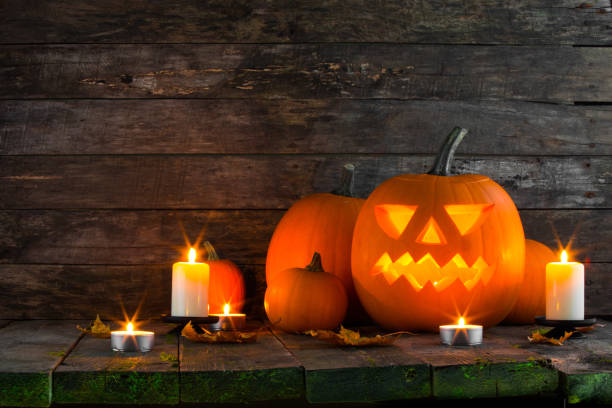 istock Halloween pumpkin and candles 859300100