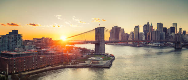 istock Brooklyn bridge and Manhattan at sunset 859303636
