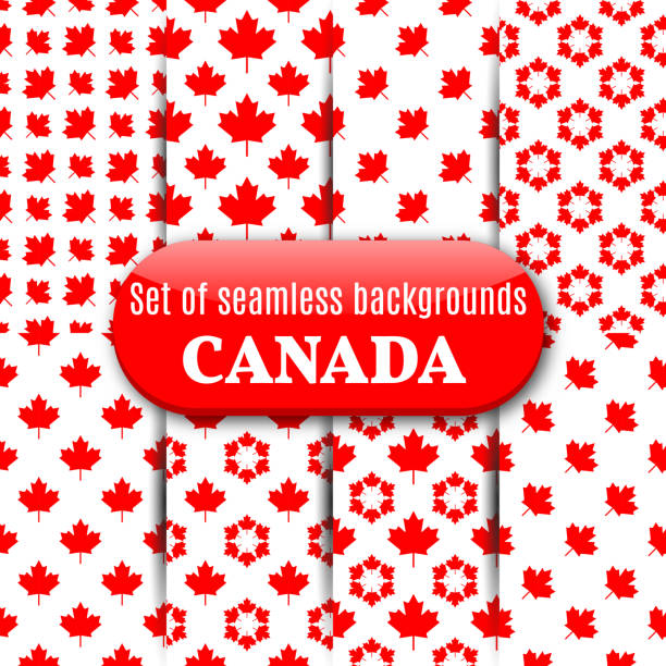 illustrazioni stock, clip art, cartoni animati e icone di tendenza di set di sfondo canadese senza soluzione di continuità, illustrazione vettoriale. - g8 immagine
