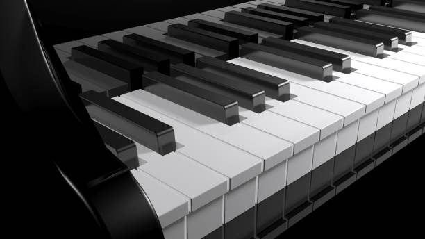 istock Keyboard of a black piano - 3D rendering 859308110