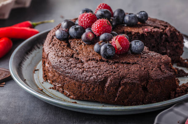 istock Brownies cake with chilli and berrries 859315006