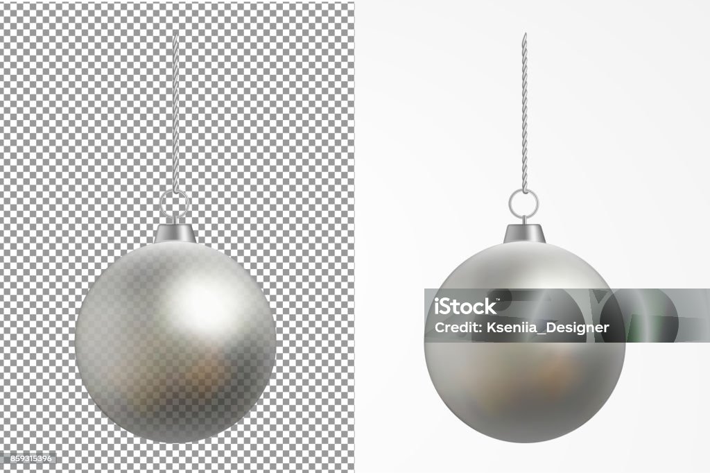 Realistic transparent Christmas ball. New year toy Realistic transparent Christmas ball. New year toy. Silver Colored stock vector