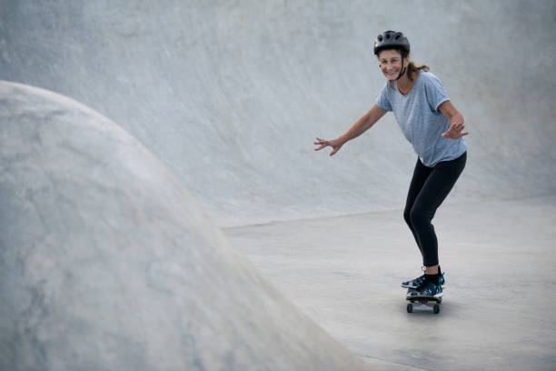 istock Portrait skateboard senior woman. 859318086